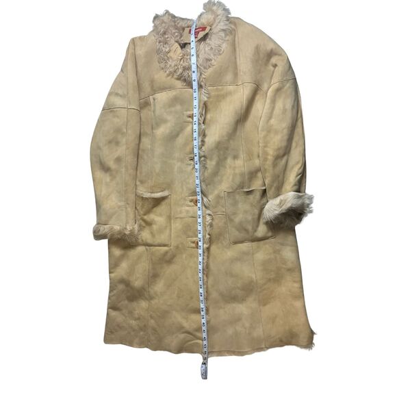 Sundance Suede Shearling Coat Beige Bohemian Button Front Size XL - Picture 5 of 12